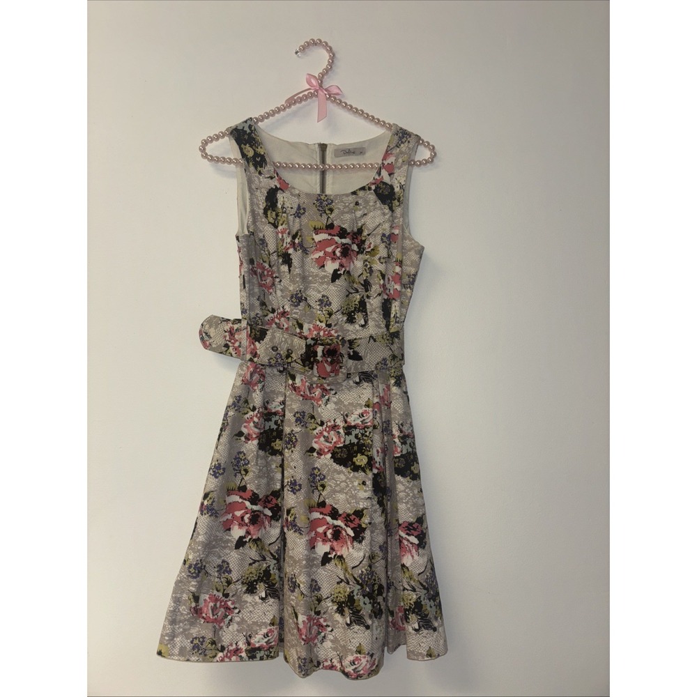 Darling Womens Sz Xs Mini Dress Floral Belt Lace Cottage Peasant Preppy Babydoll